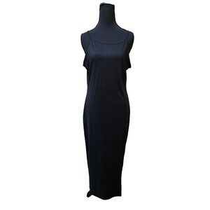 Heart‎ & Hips Tank Bodycon Midi Dress Sleeveless Casual Black Stretch Size L